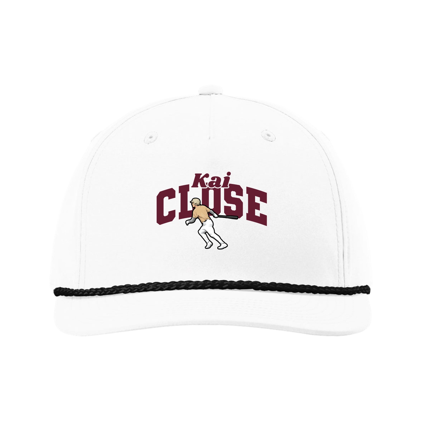 Five-Panel Classic Rope Cap — Signature Arch in White