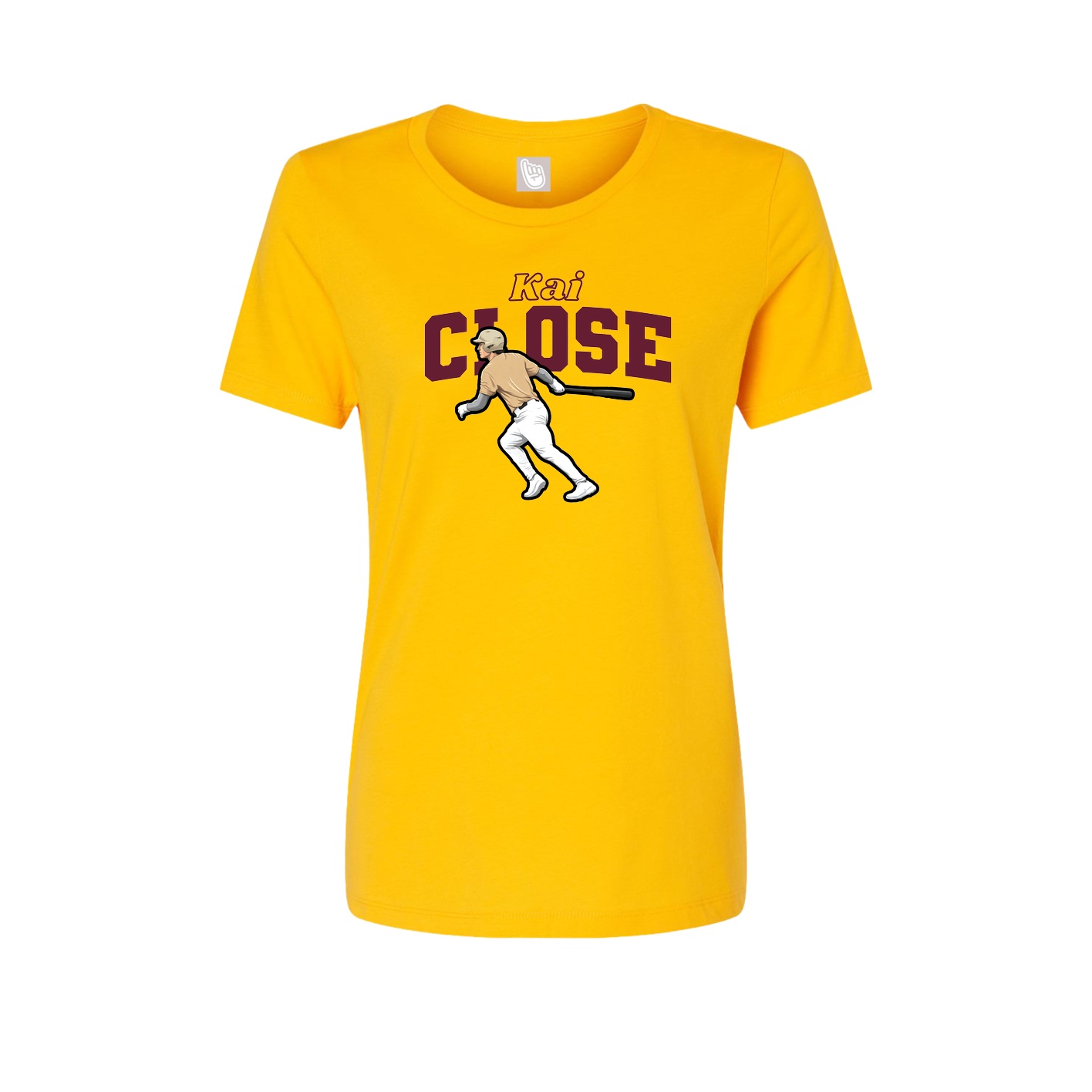 Fitted Women's Tee — Name Arch in Gold