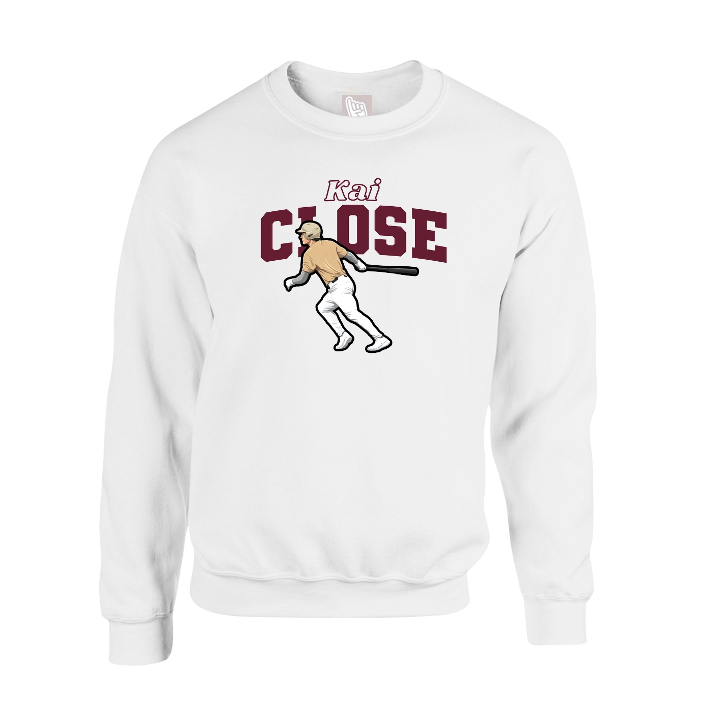 Fleece Crew — Name Arch in White