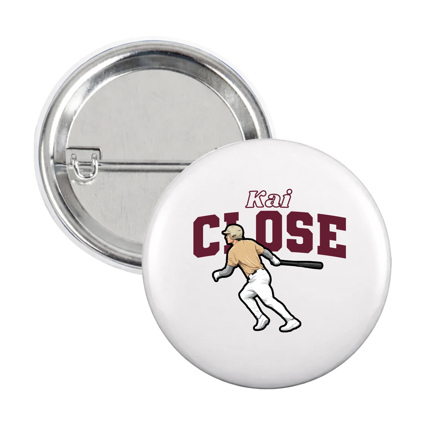 Game Day Button — Name Arch in White