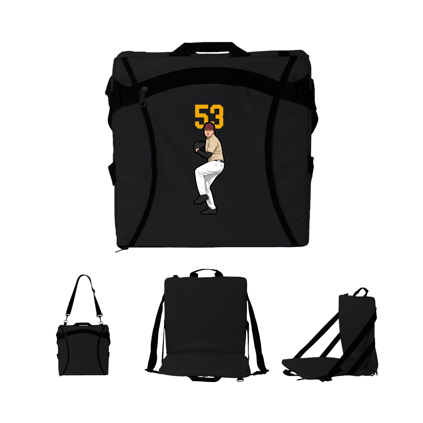 Folding Stadium Seat — Number Top in Black