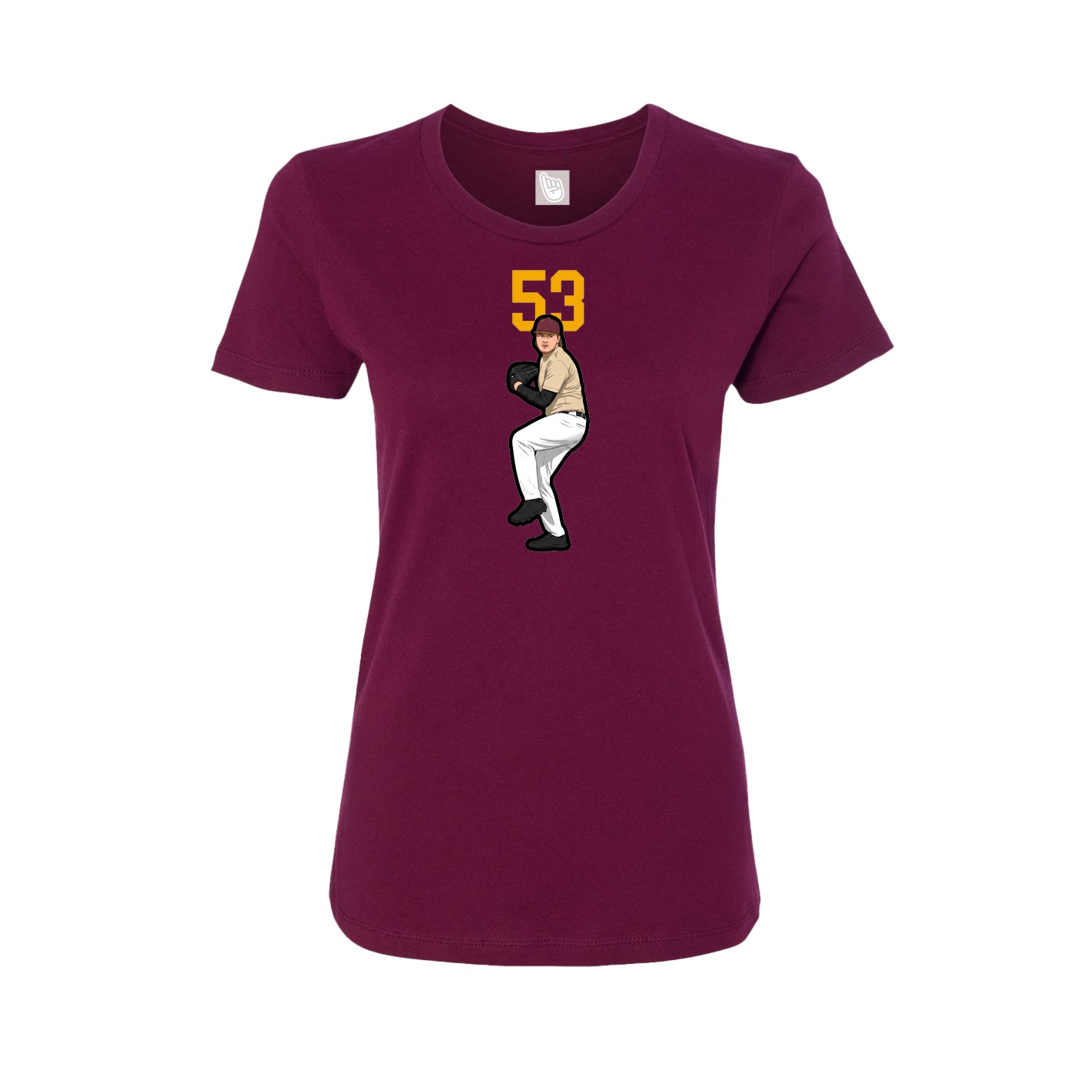 Fitted Women's Tee — Number Top in Maroon