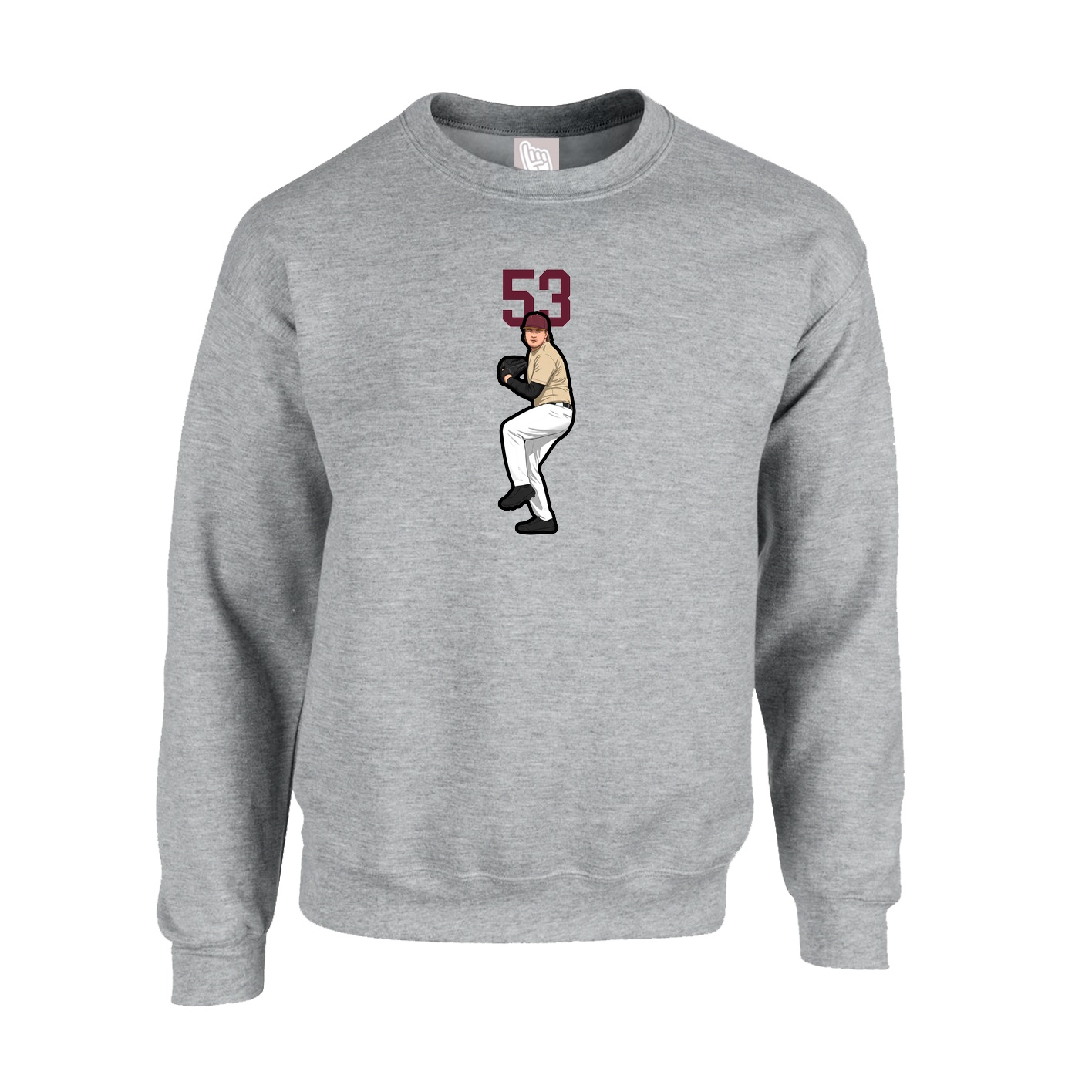 Fleece Crew — Number Top in Grey