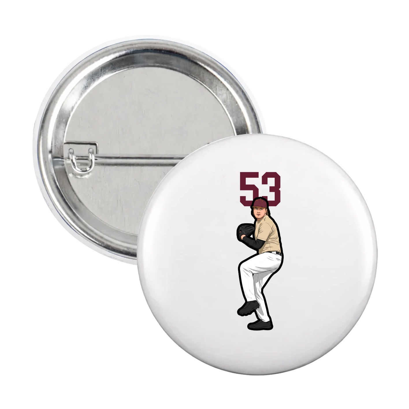 Game Day Button — Number Top in White