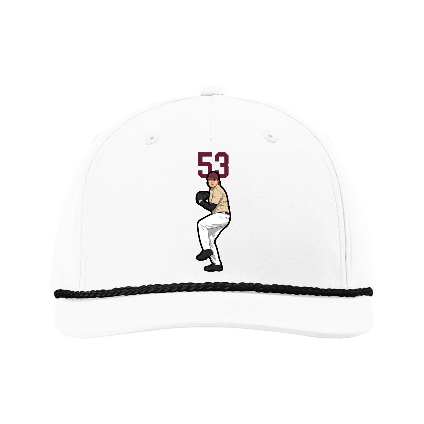 Five-Panel Classic Rope Cap — Number Top in White