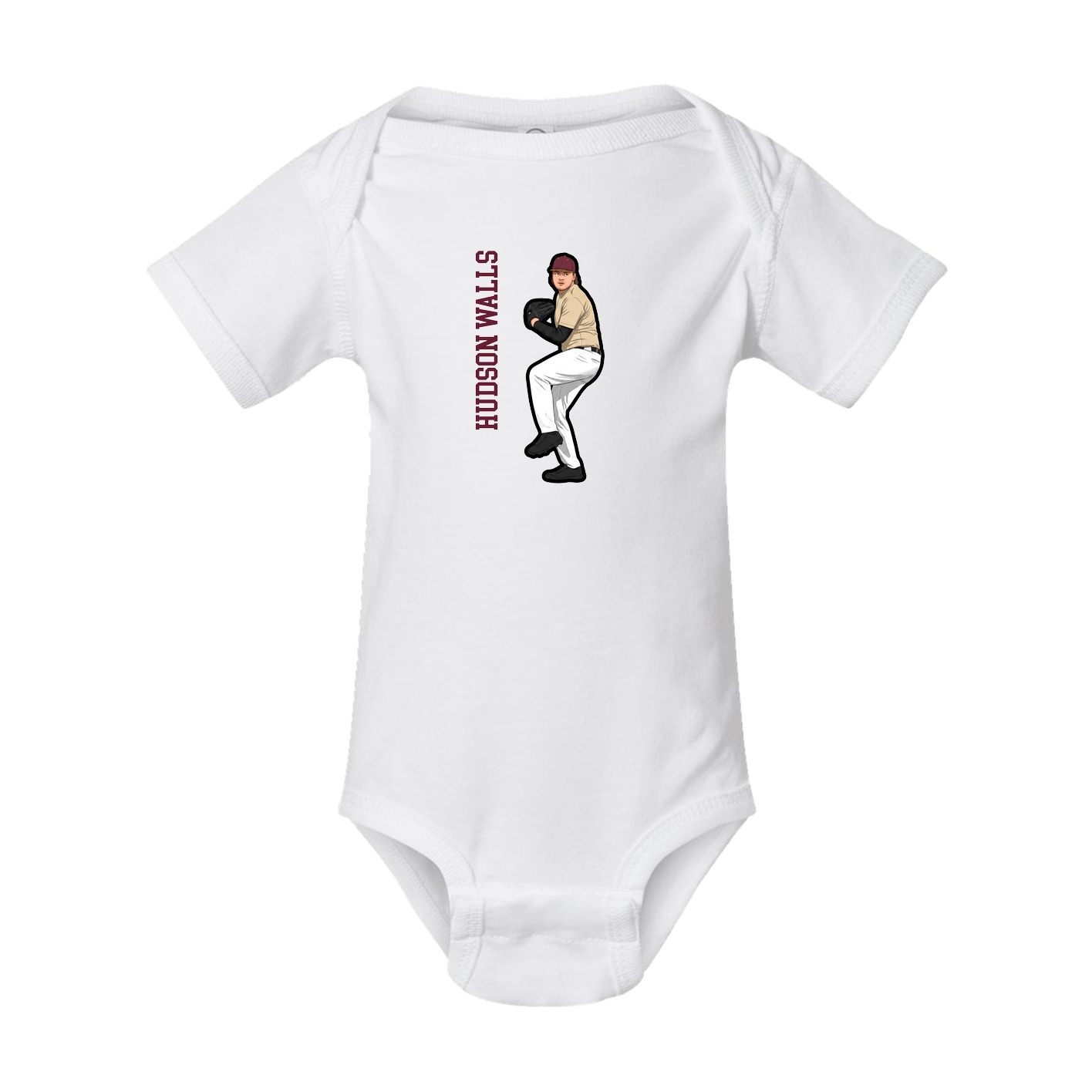 Baby Onesie — Name Vertical in White