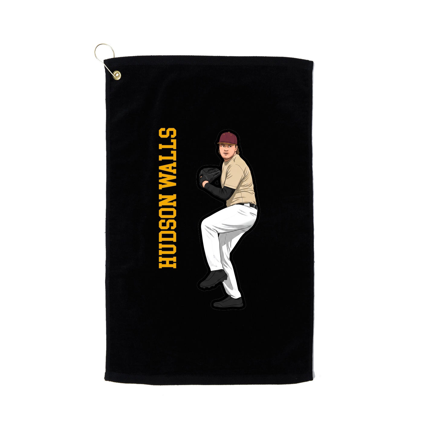 Golf Towel — Name Vertical in Black
