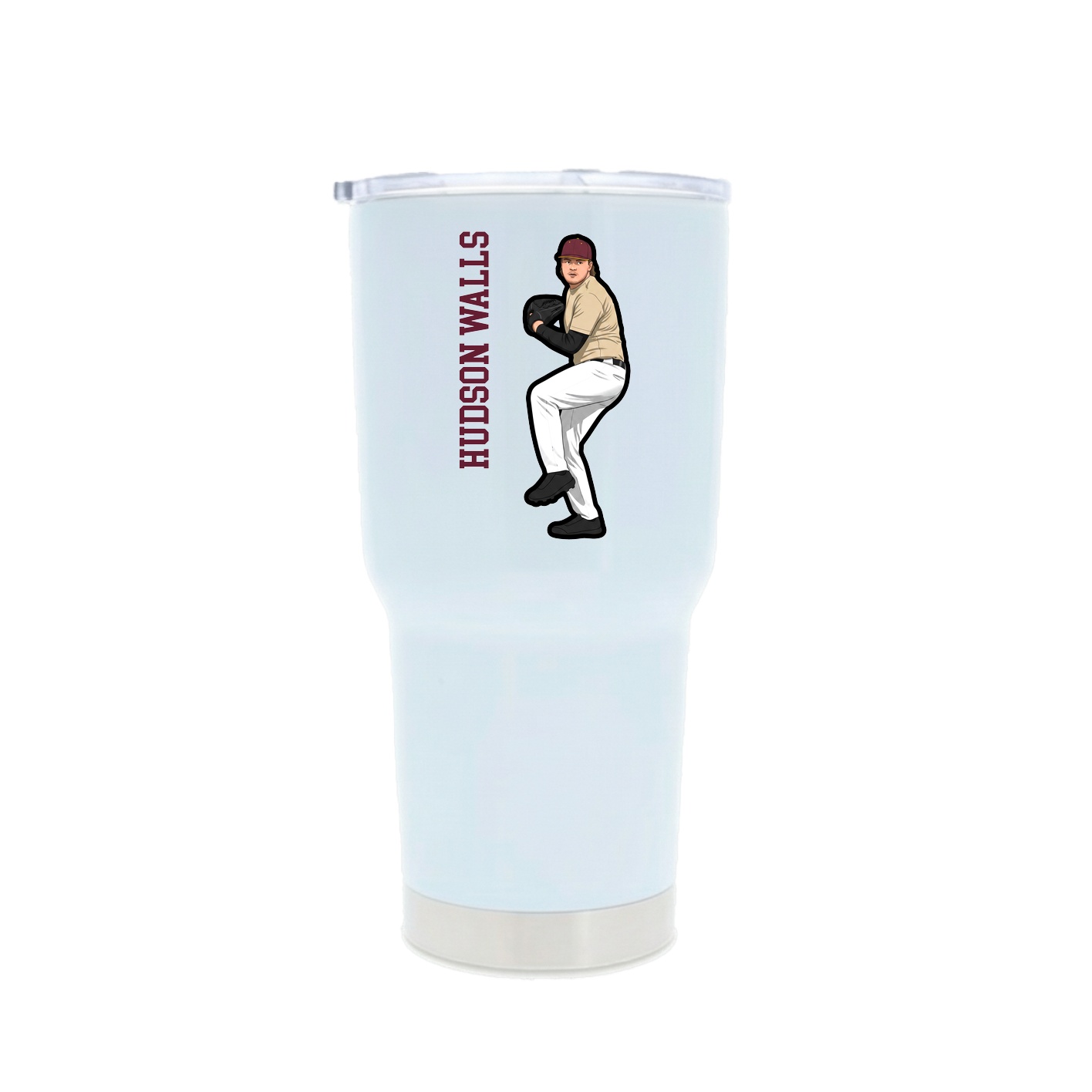 30oz Stainless Steel Tumbler — Name Vertical in White