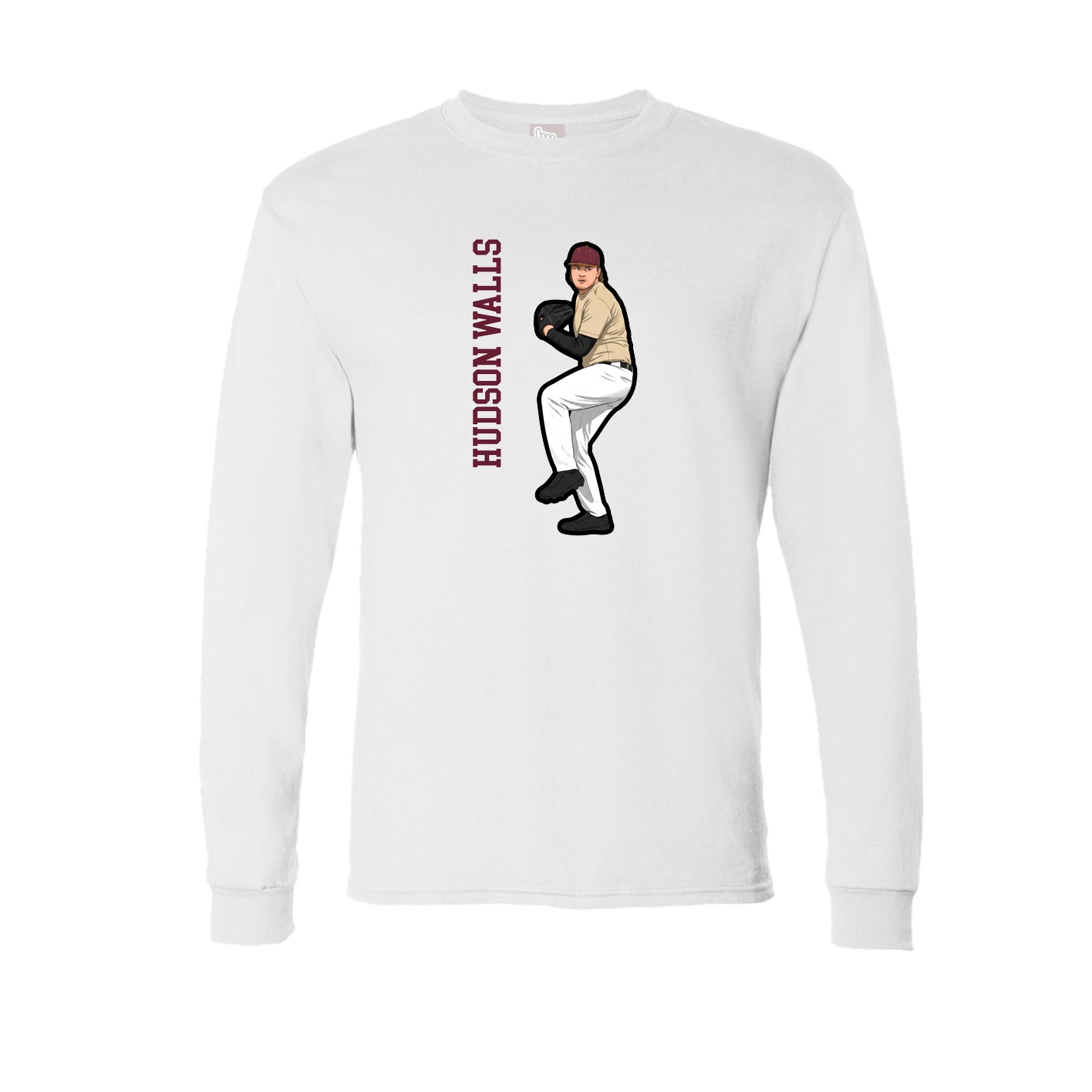 Long Sleeve Tee — Name Vertical in White