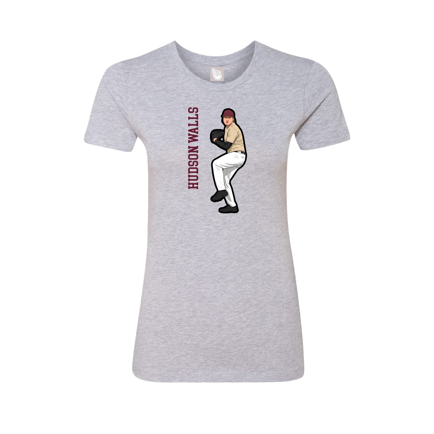 Fitted Women's Tee — Name Vertical in Grey