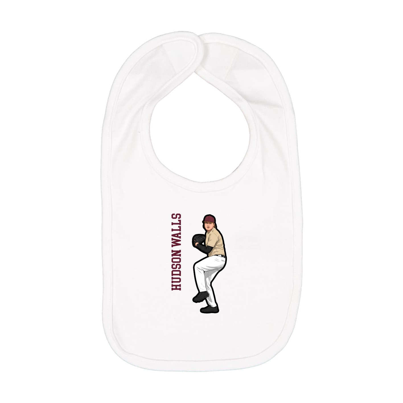 Infant Bib — Name Vertical in White