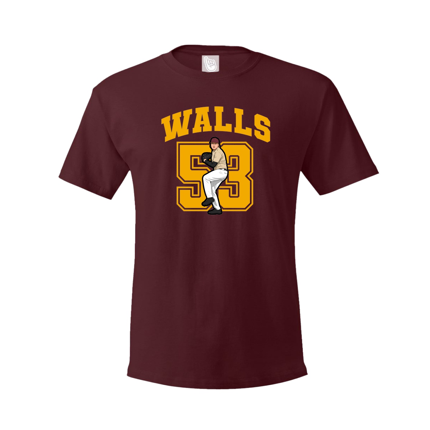 Youth Tee — Number in Maroon