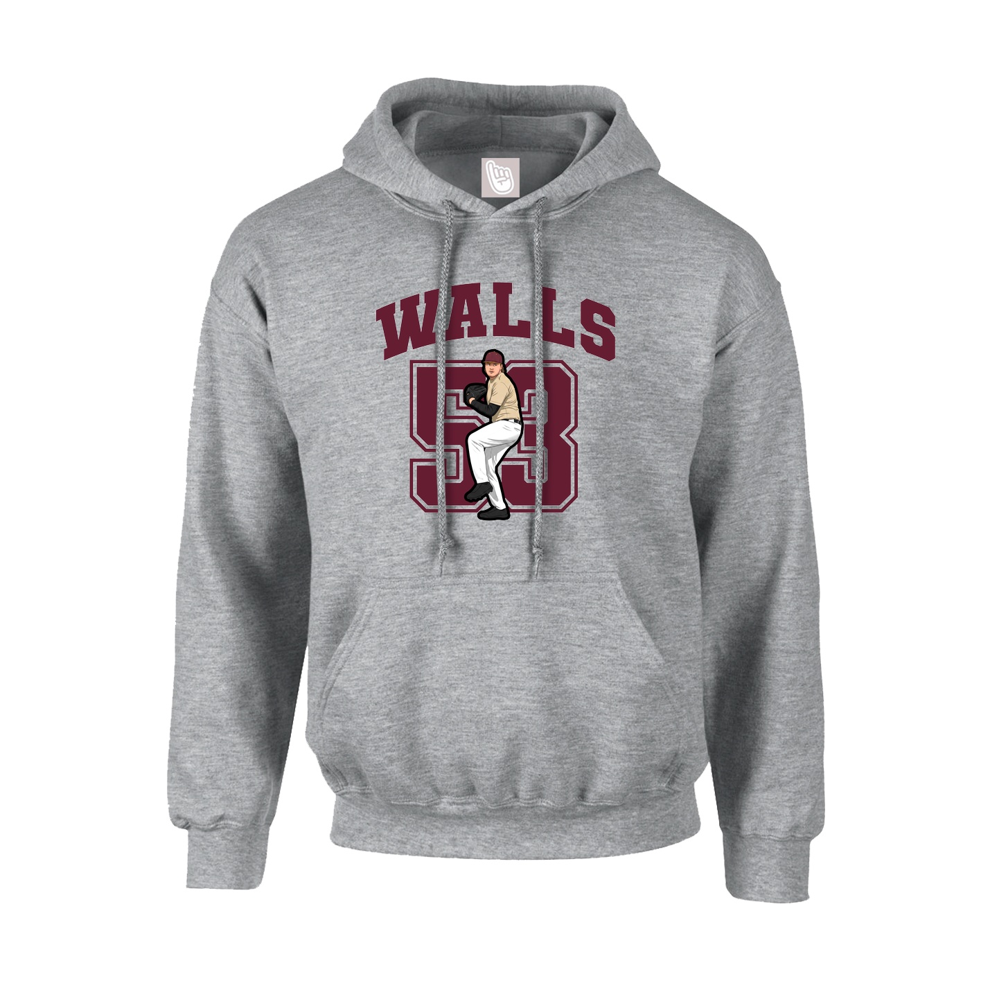 Youth Hoodie — Number in Grey
