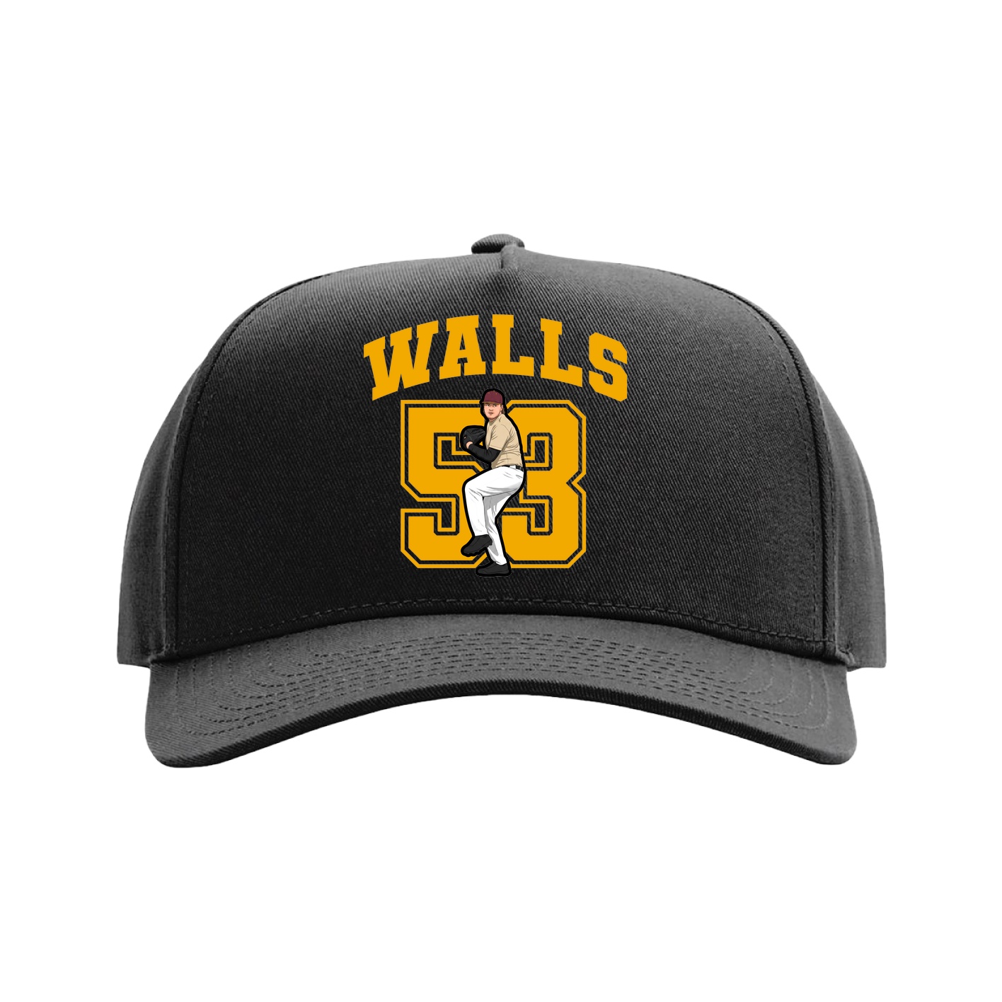 Full Fabric Five-Panel Champ Cap — Number in Black