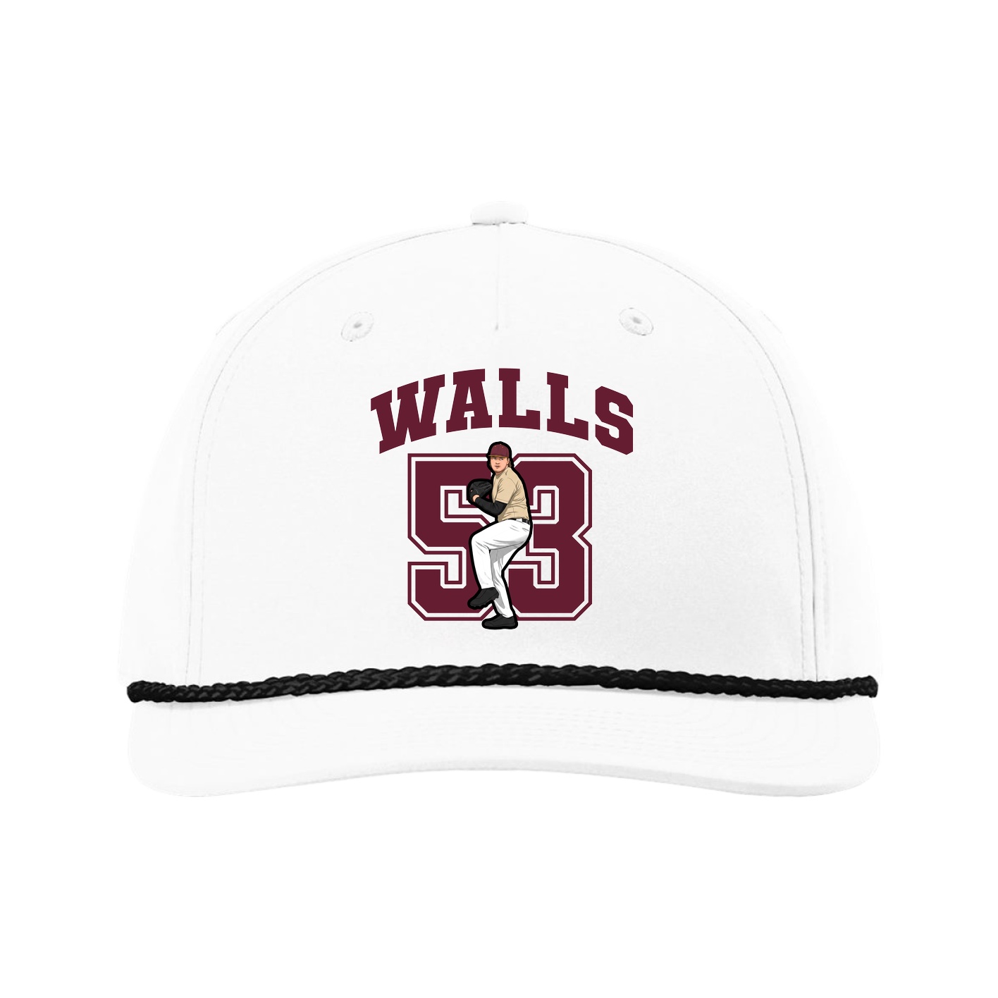 Five-Panel Classic Rope Cap — Number in White