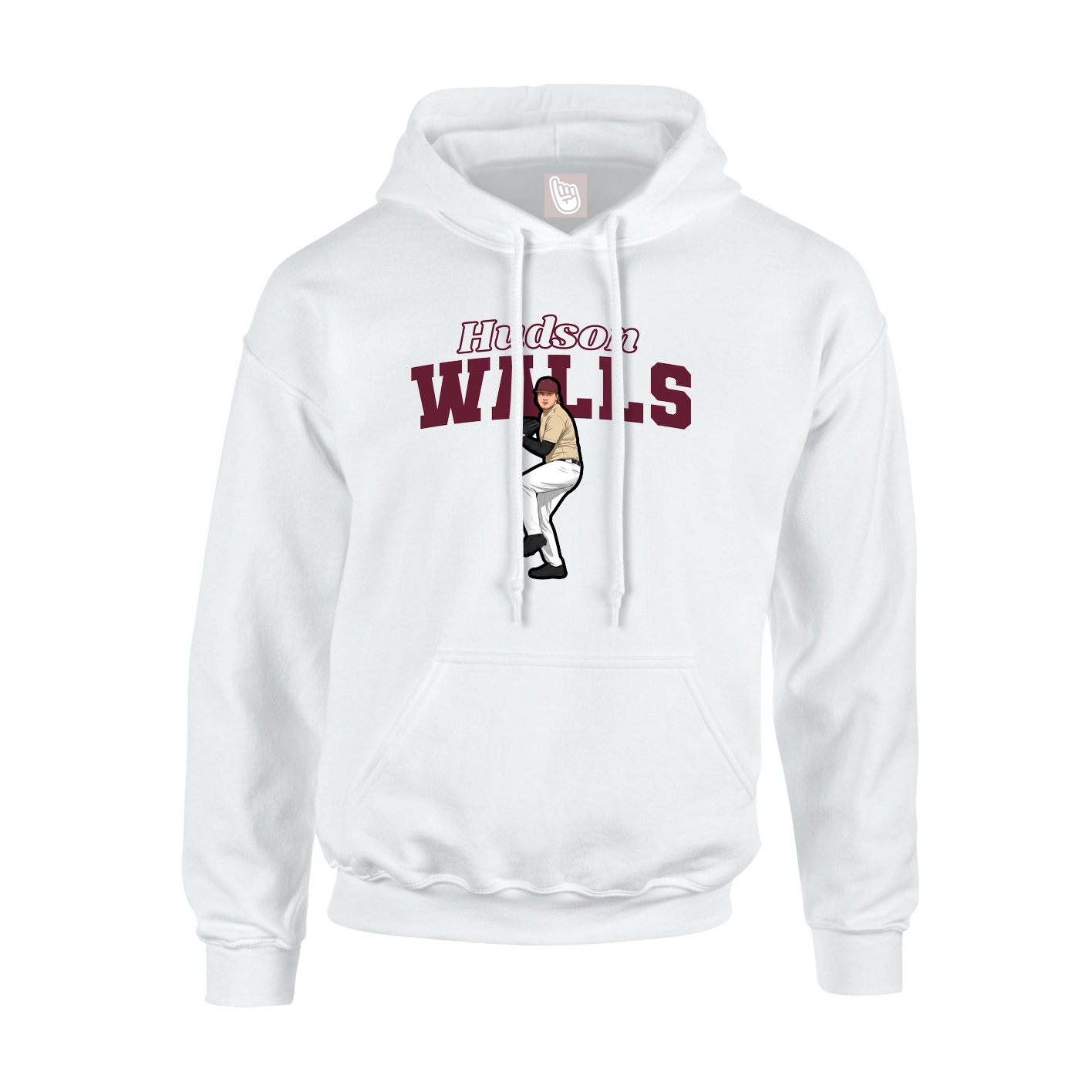 Youth Hoodie — Name Arch in White