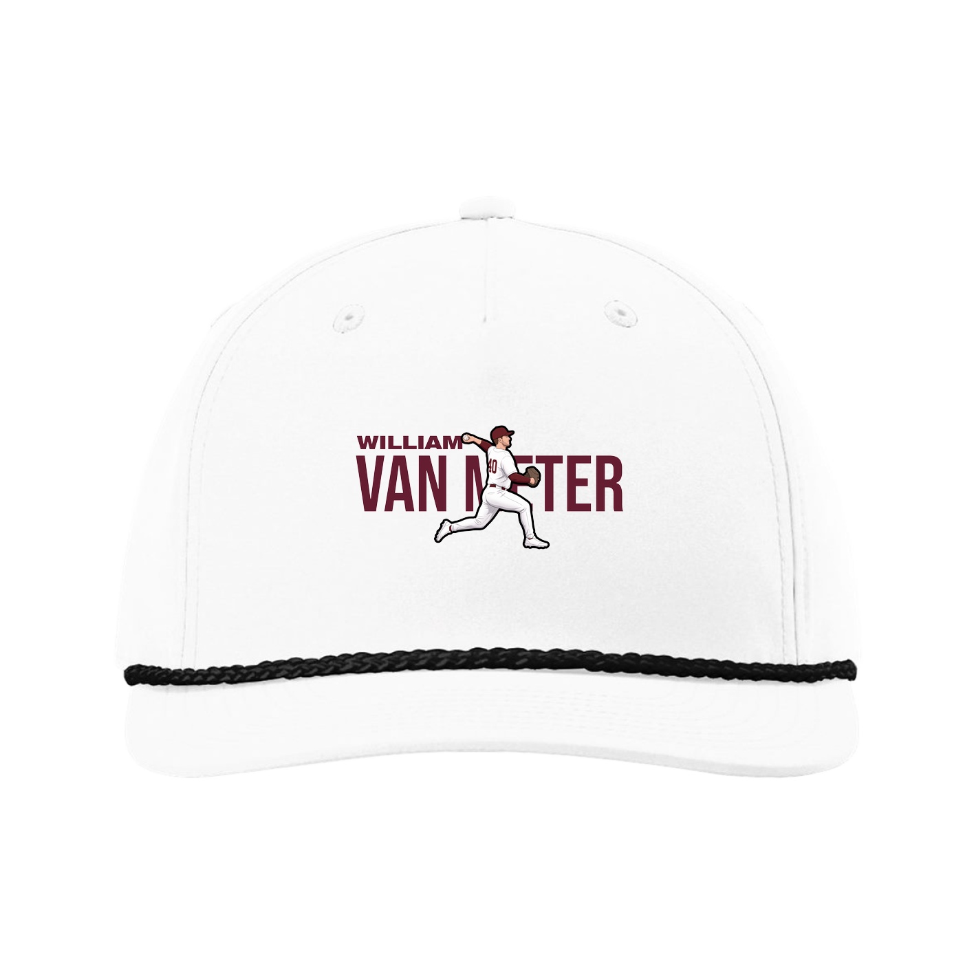 Five-Panel Classic Rope Cap — Player Name in White