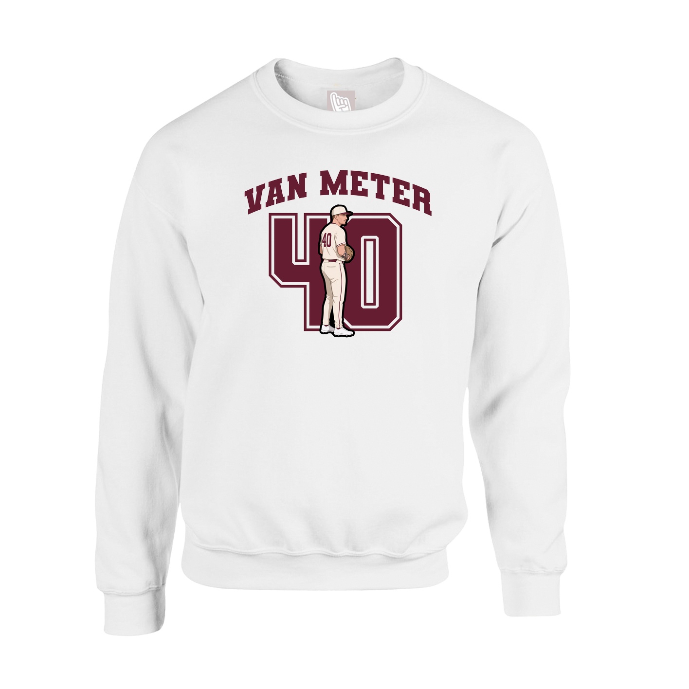 Fleece Crew — Number in White