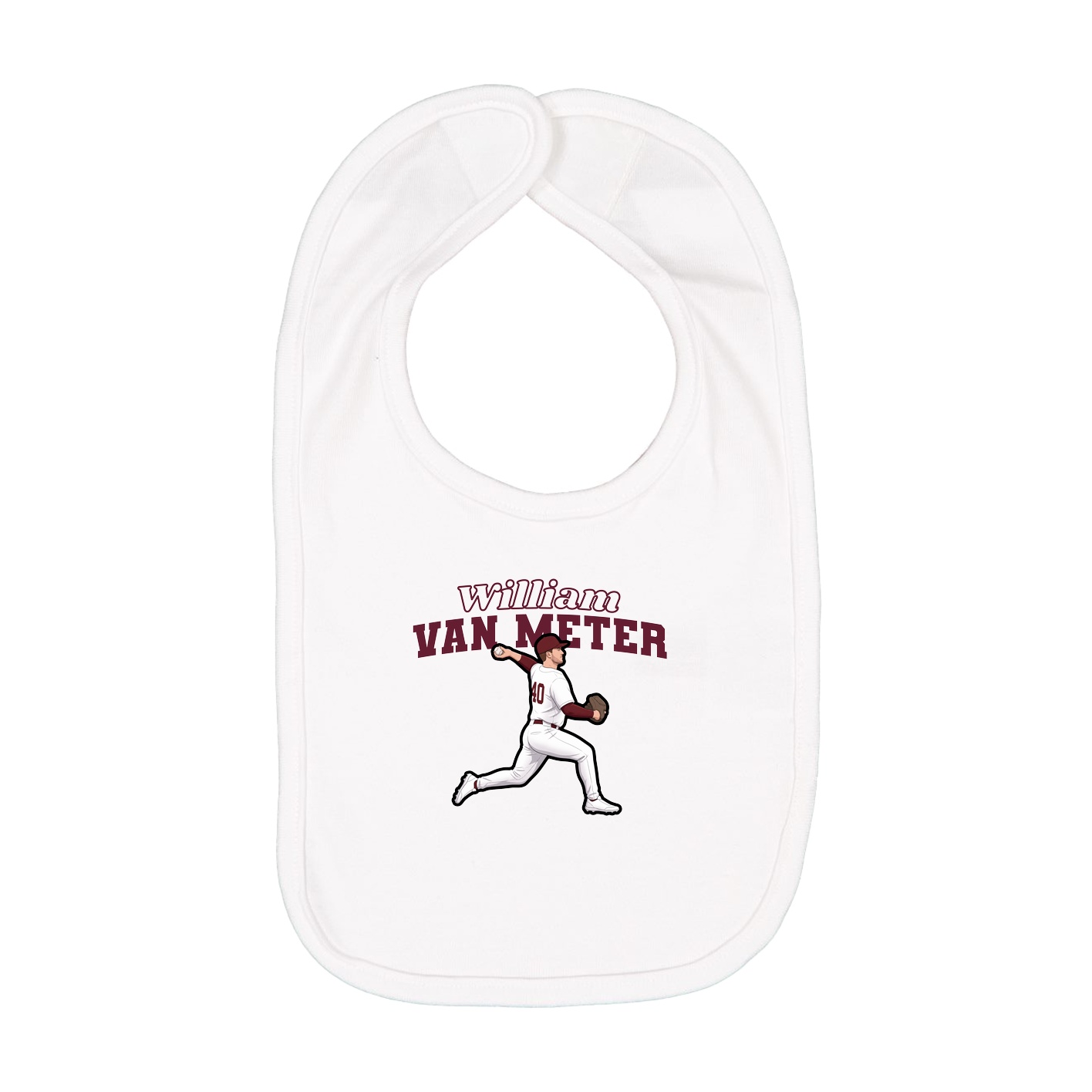 Infant Bib — Name Arch in White