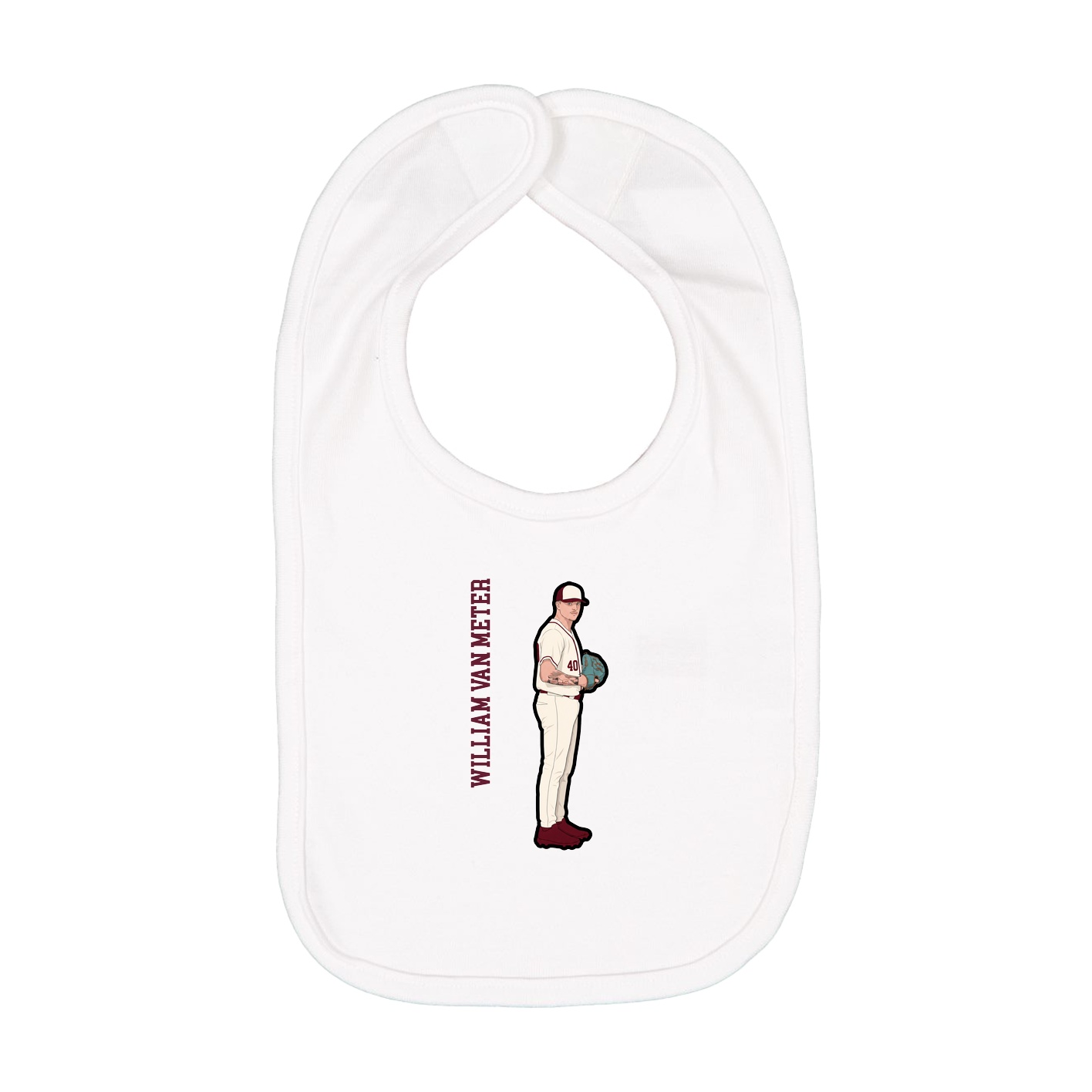 Infant Bib — Name Vertical in White