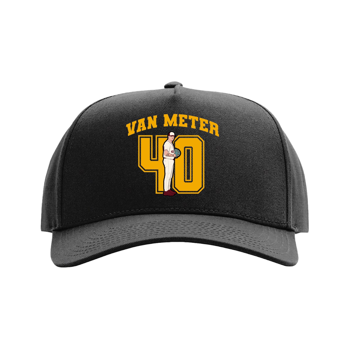 Full Fabric Five-Panel Champ Cap — Number in Black