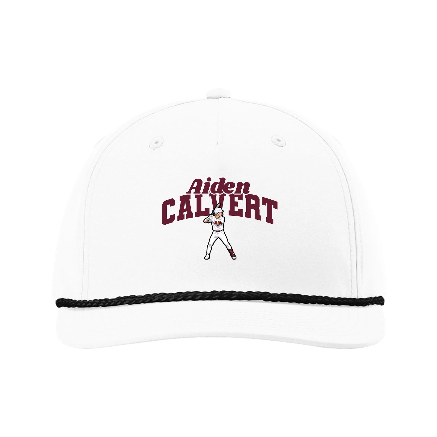 Five-Panel Classic Rope Cap — Signature Arch in White