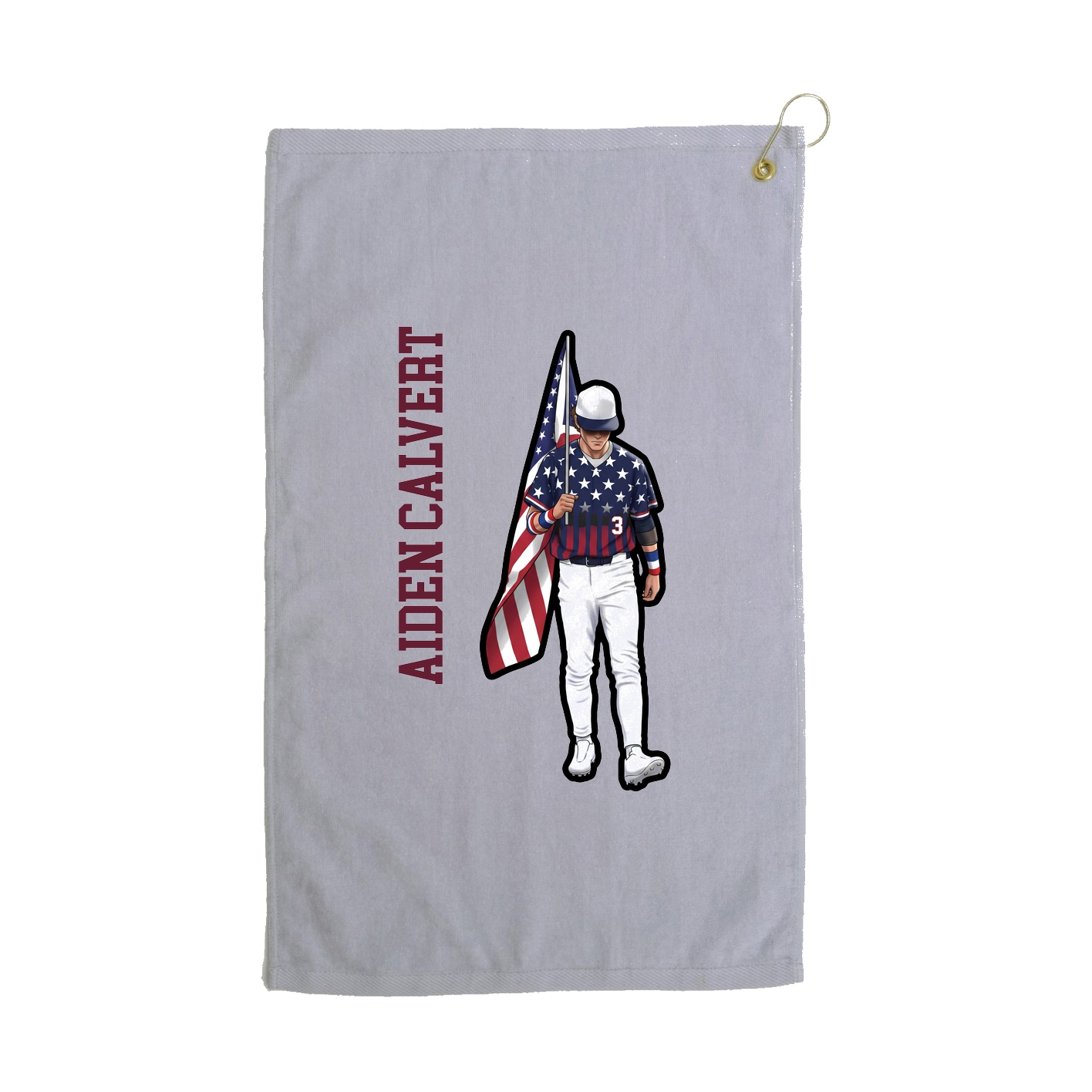 Golf Towel — Name Vertical in Grey
