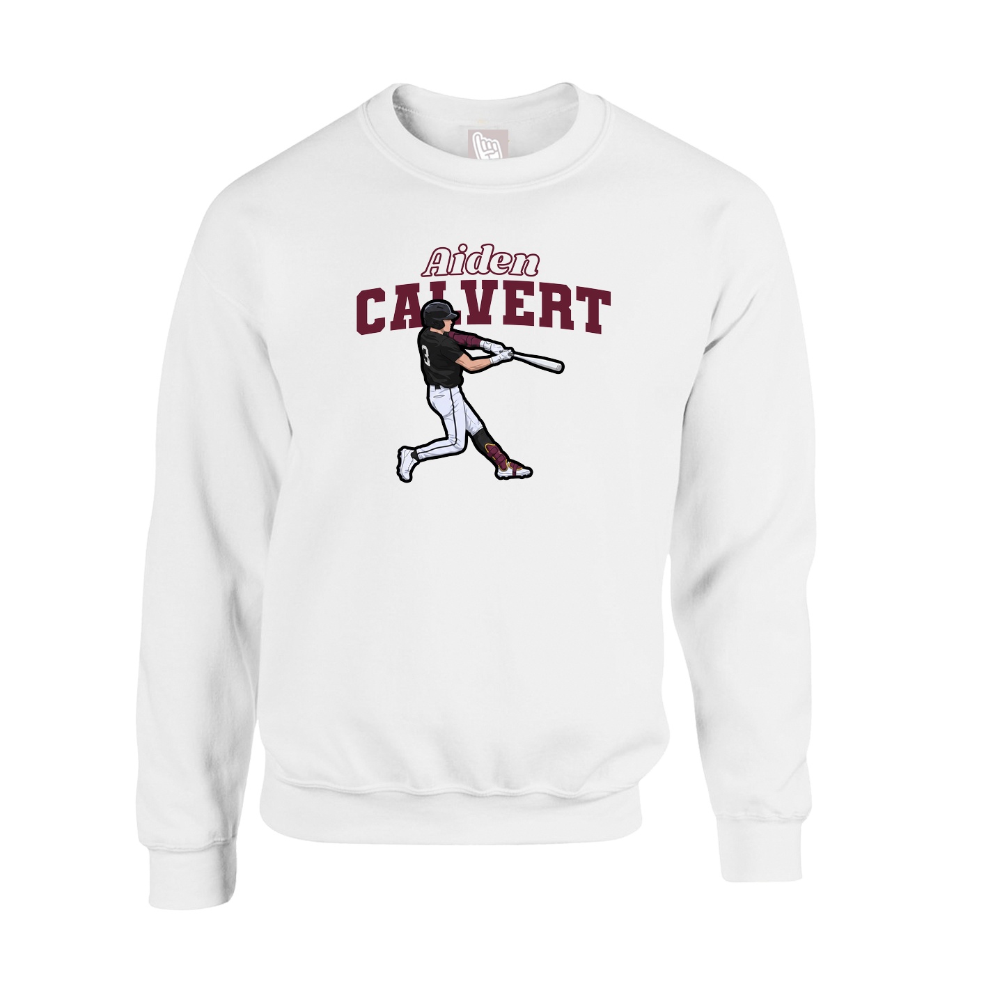 Fleece Crew — Name Arch in White