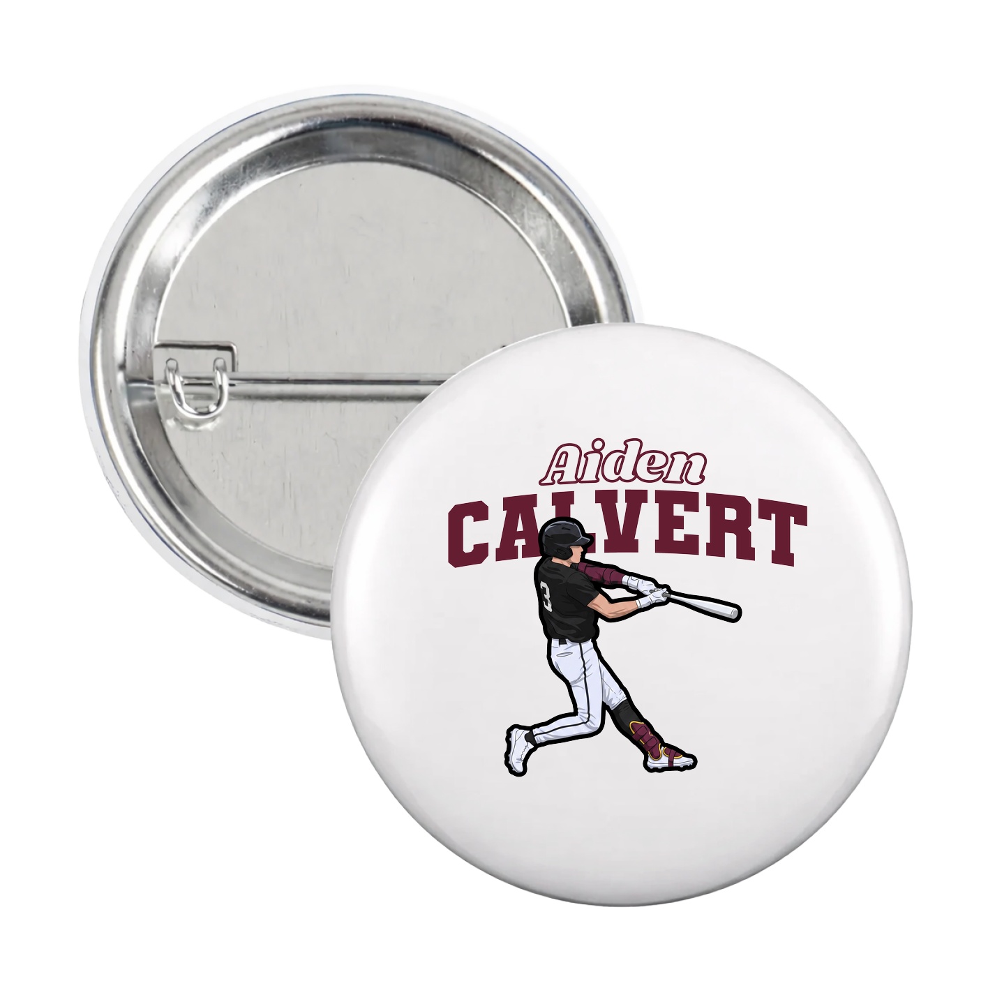 Game Day Button — Name Arch in White