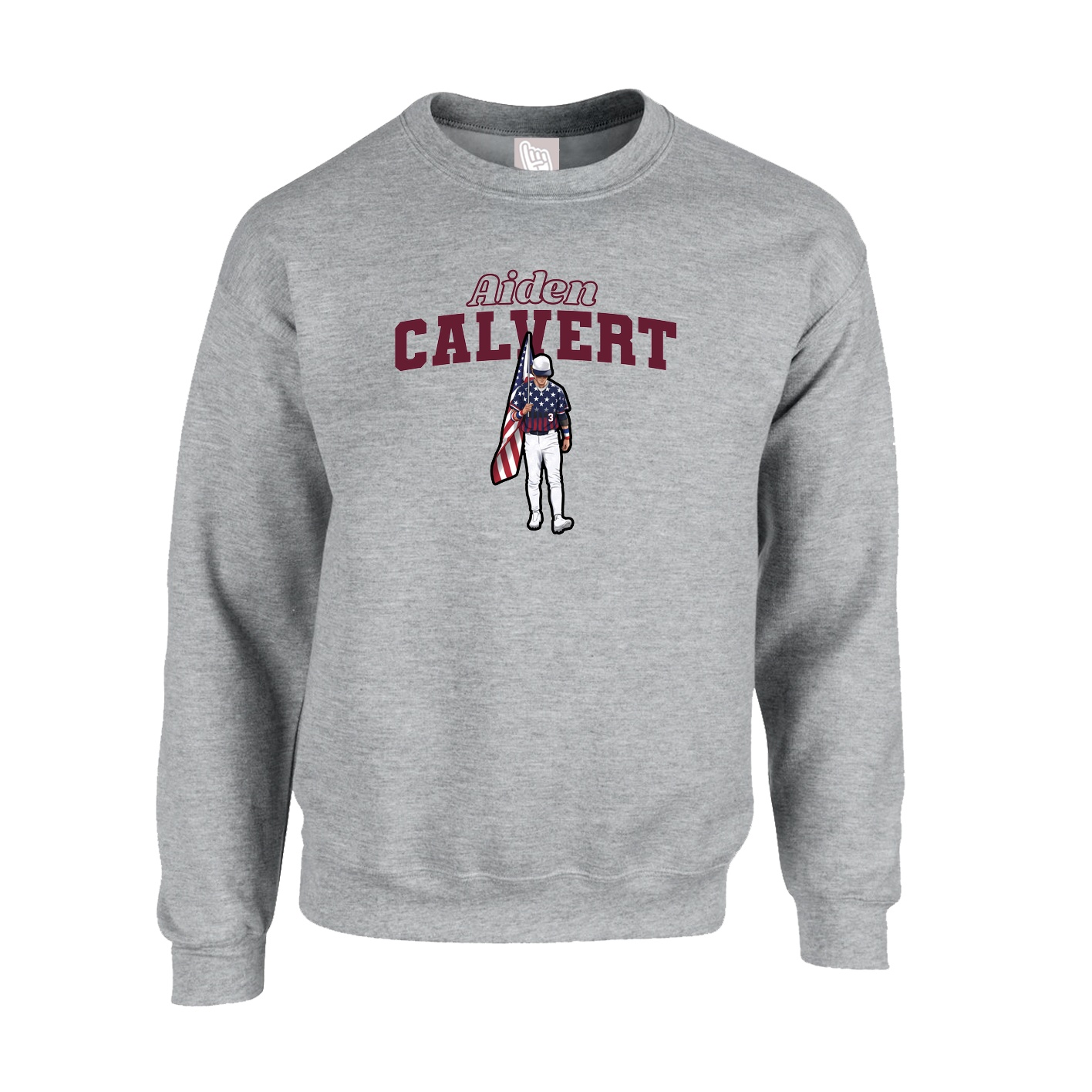 Fleece Crew — Name Arch in Grey