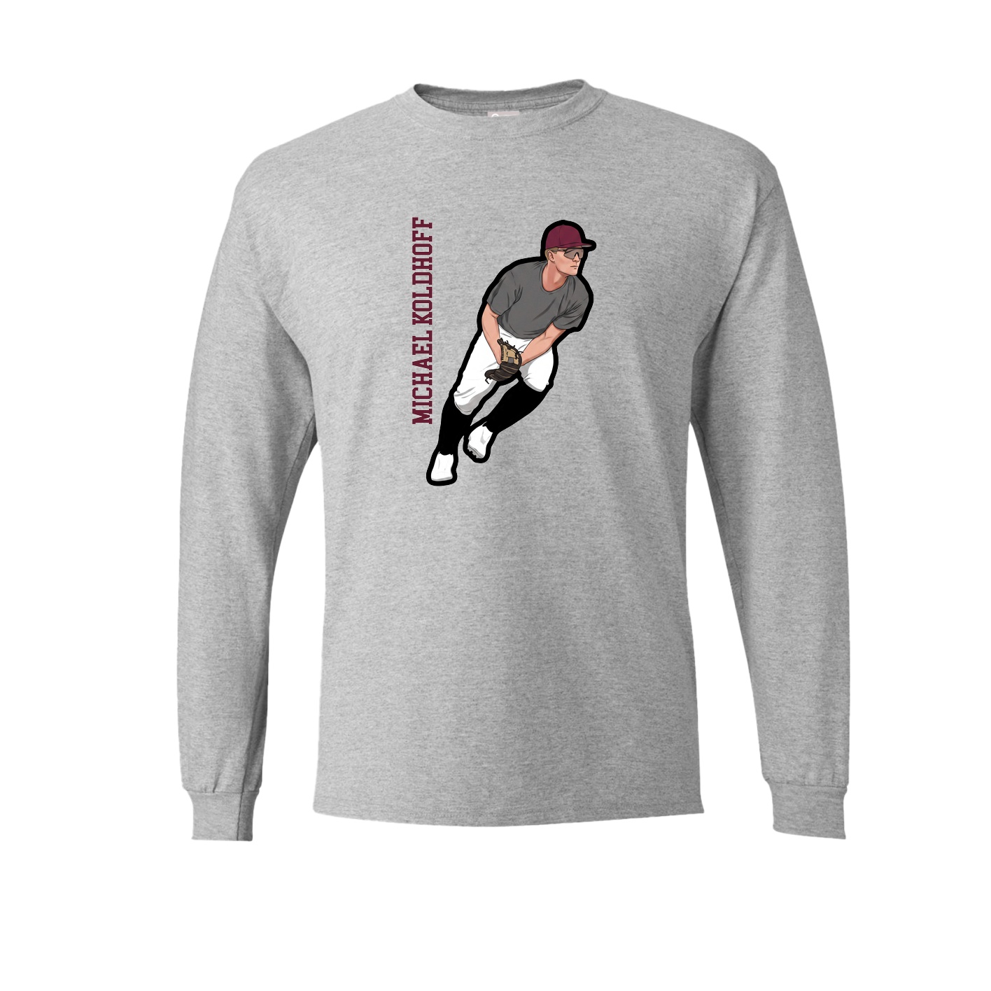 Long Sleeve Tee — Name Vertical in Grey