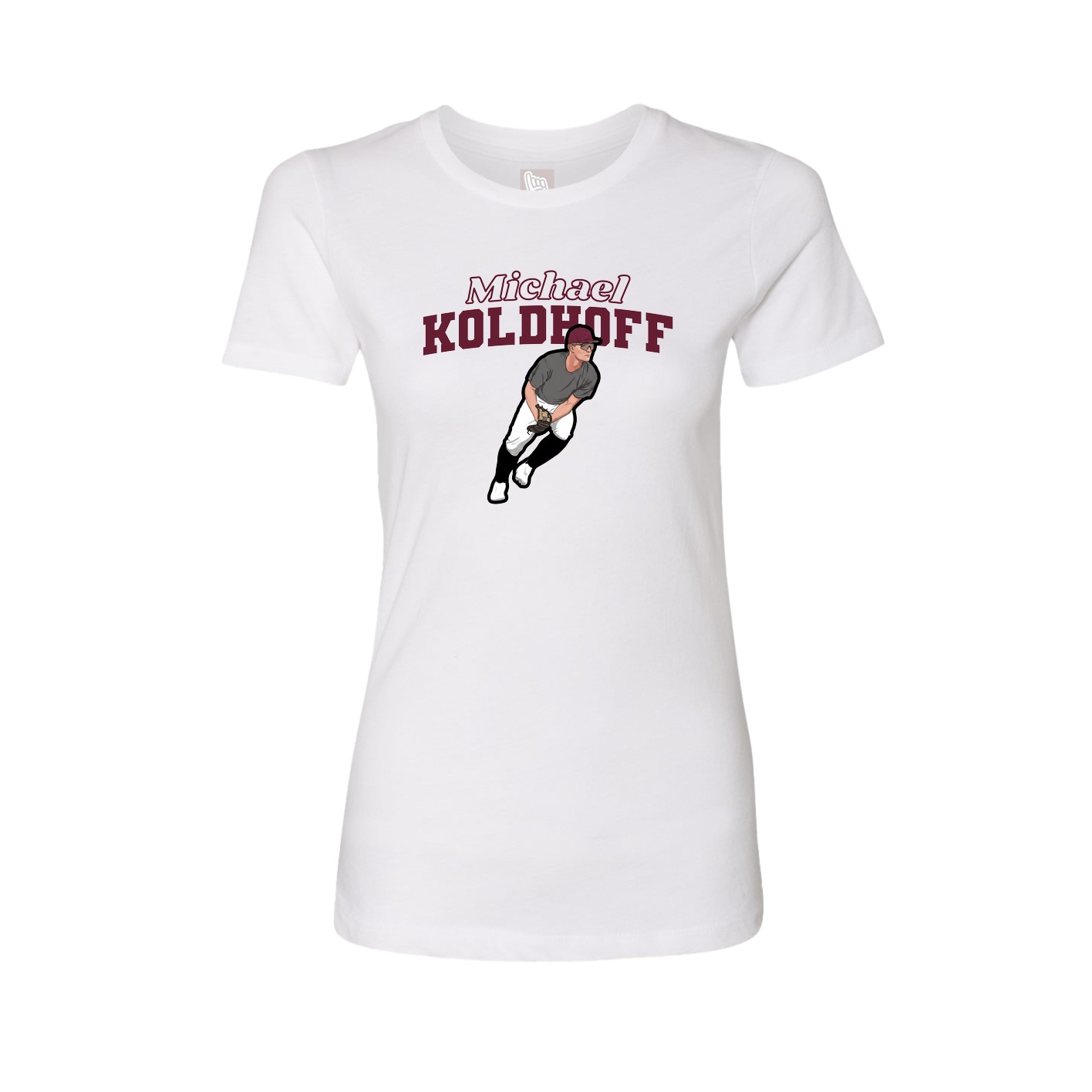 Fitted Women's Tee — Name Arch in White