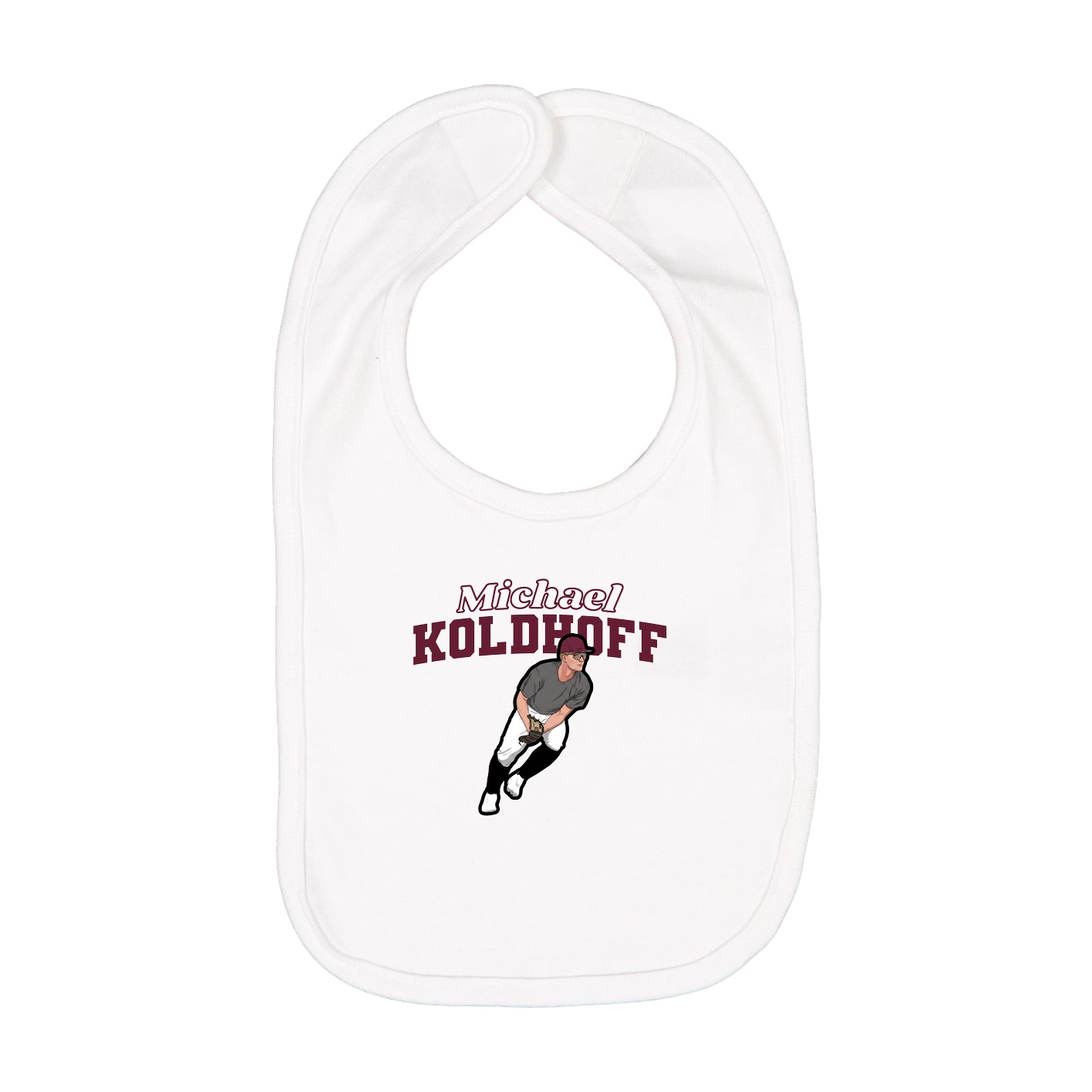 Infant Bib — Name Arch in White
