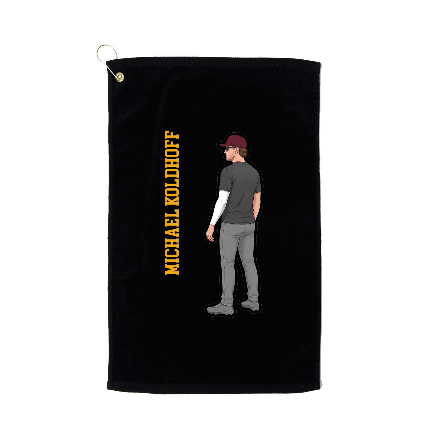 Golf Towel — Name Vertical in Black