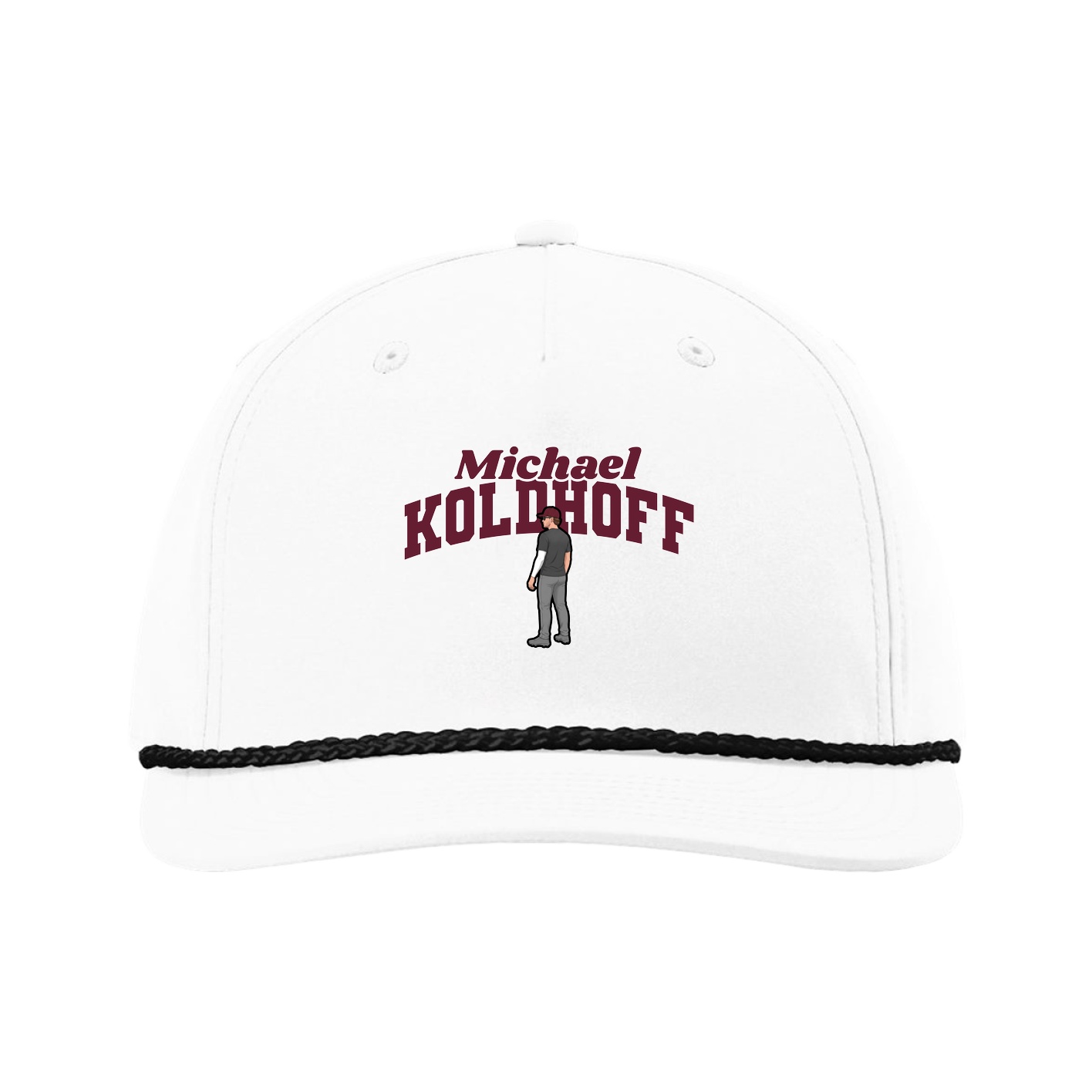 Five-Panel Classic Rope Cap — Signature Arch in White