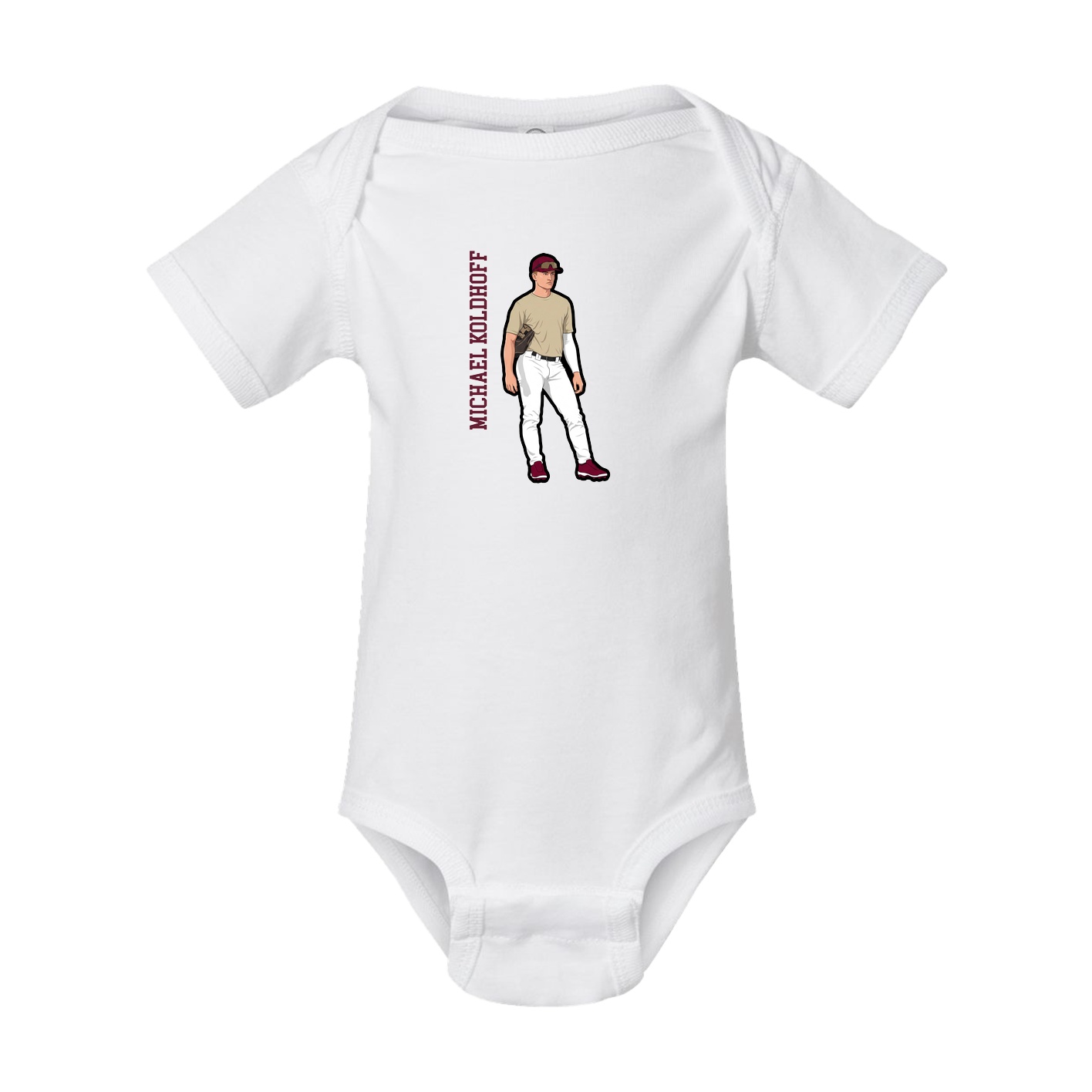 Baby Onesie — Name Vertical in White