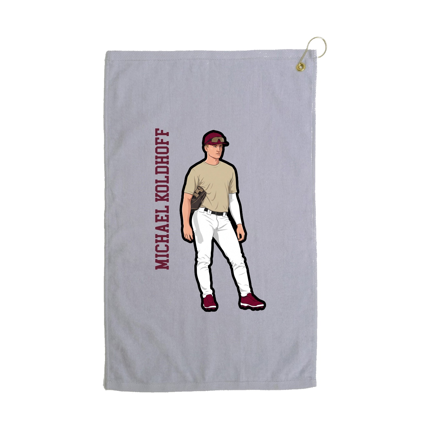 Golf Towel — Name Vertical in Grey