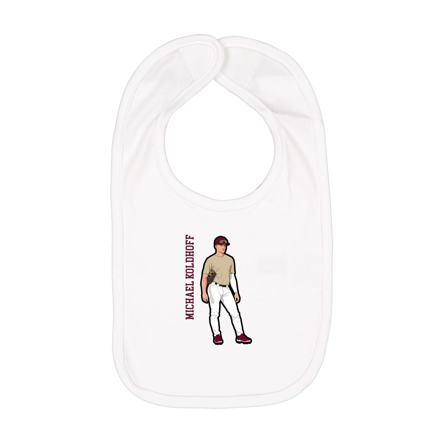 Infant Bib — Name Vertical in White