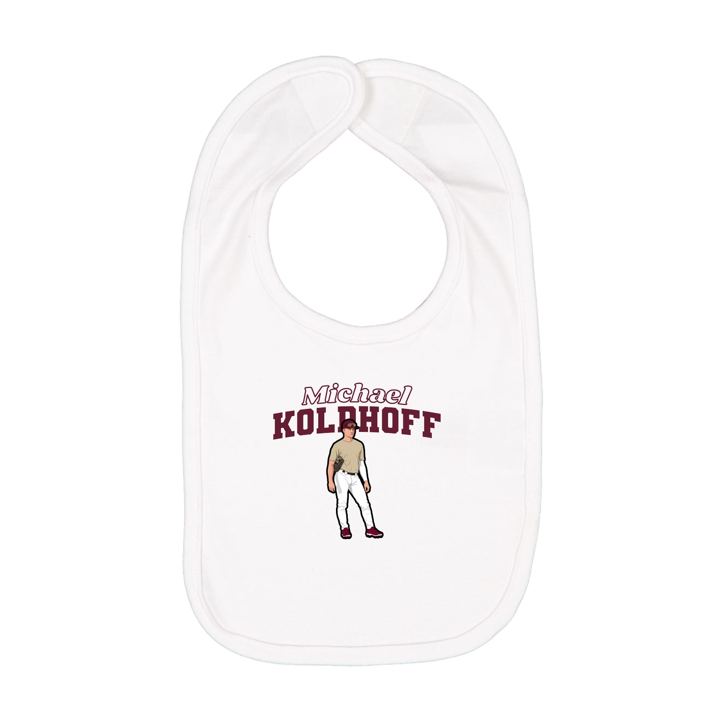 Infant Bib — Name Arch in White