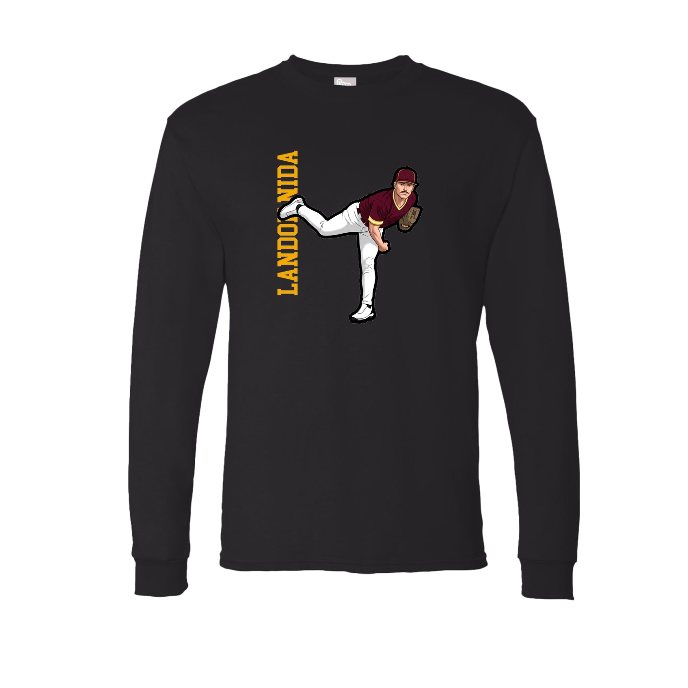 Long Sleeve Tee — Name Vertical in Black
