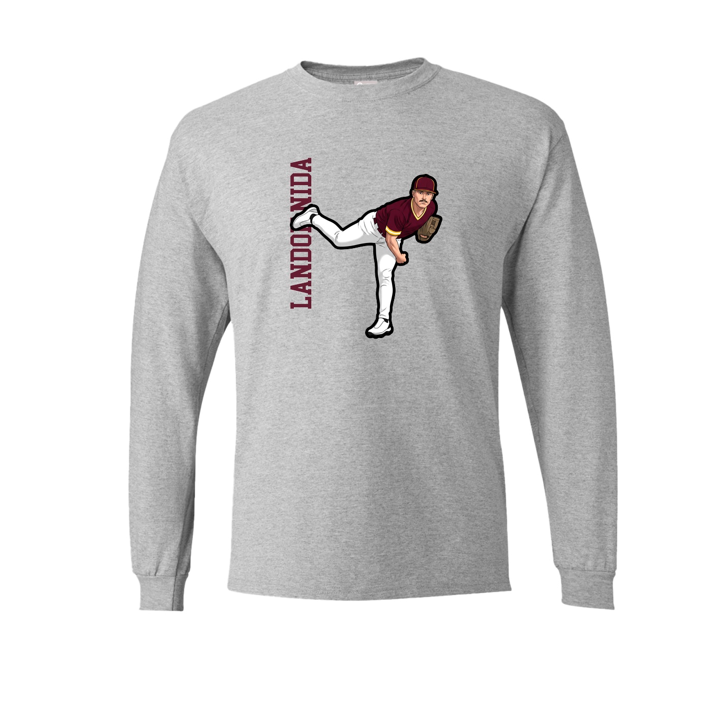 Long Sleeve Tee — Name Vertical in Grey