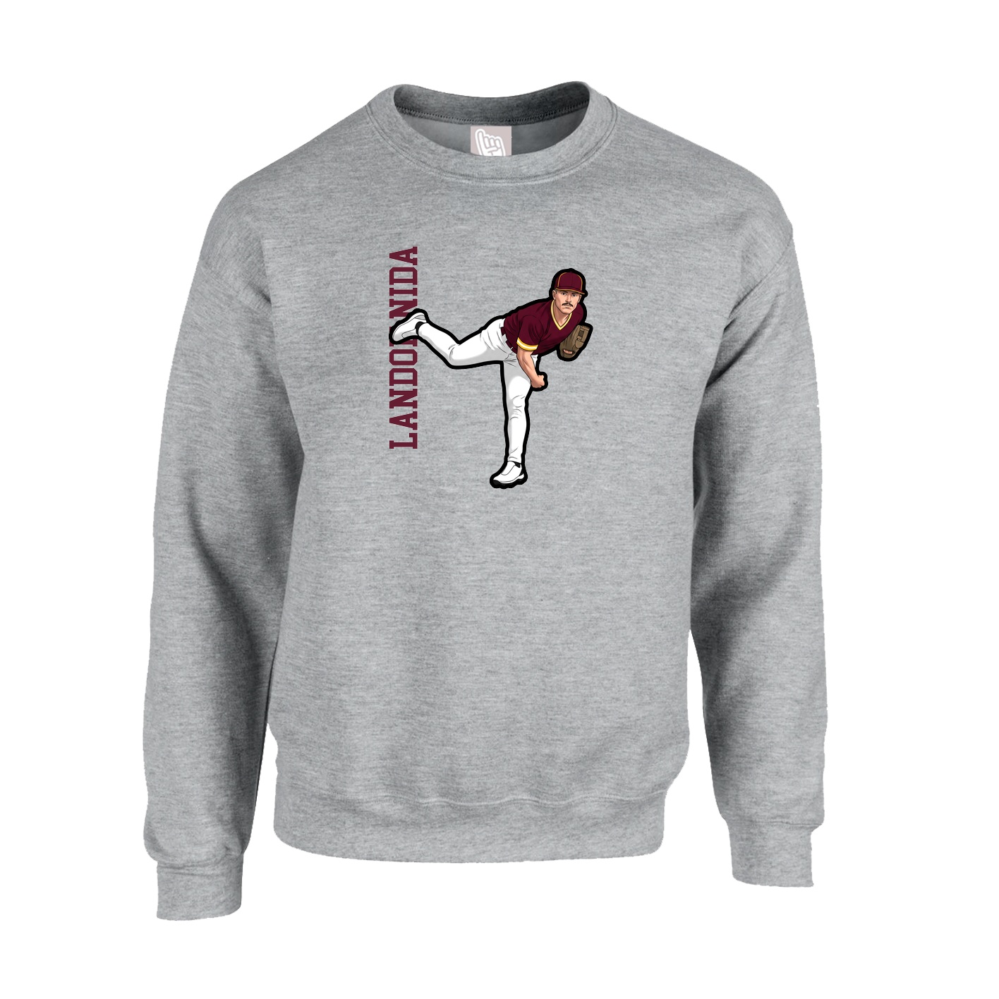 Fleece Crew — Name Vertical in Grey