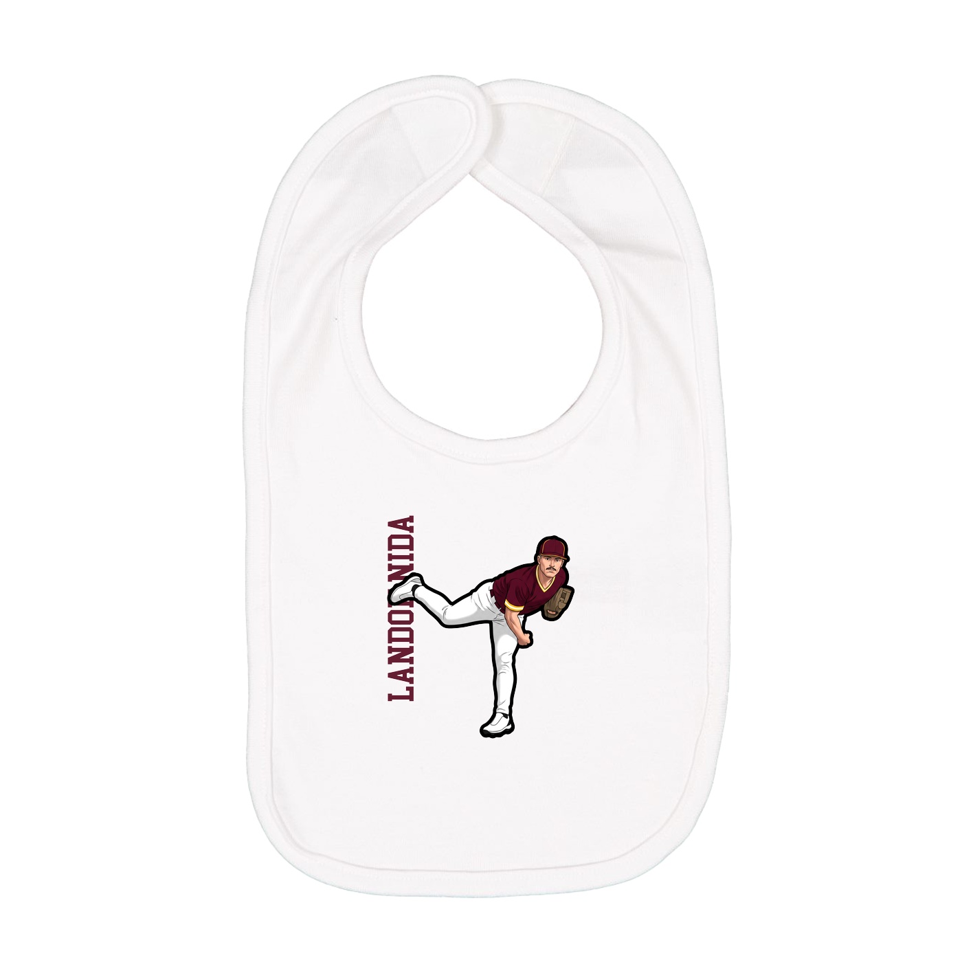 Infant Bib — Name Vertical in White