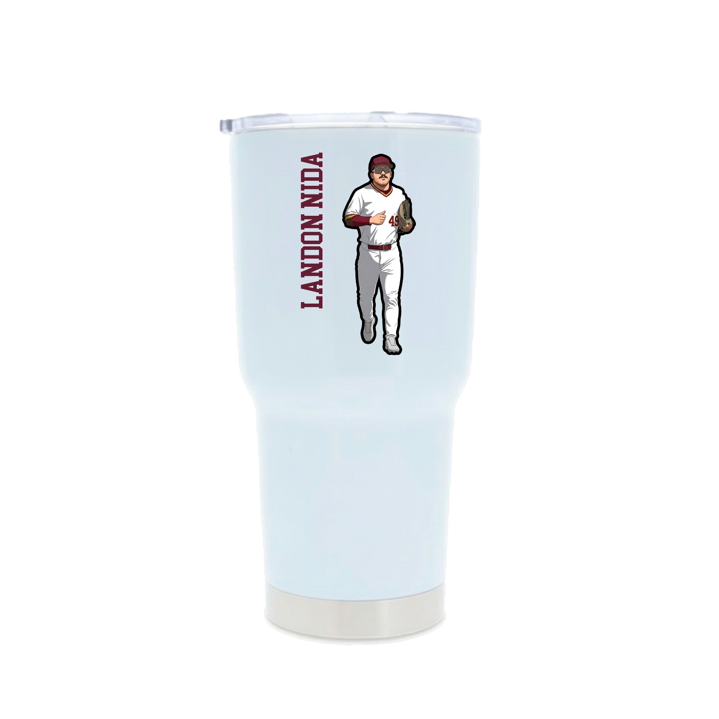 30oz Stainless Steel Tumbler — Name Vertical in White