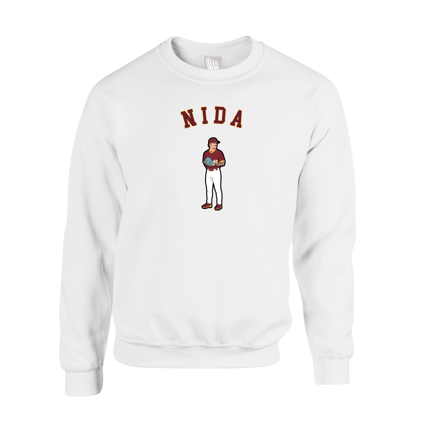 Fleece Crew — Shirsey Arch in White
