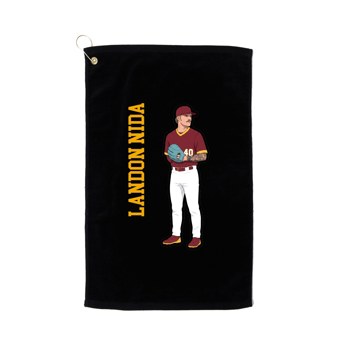 Golf Towel — Name Vertical in Black