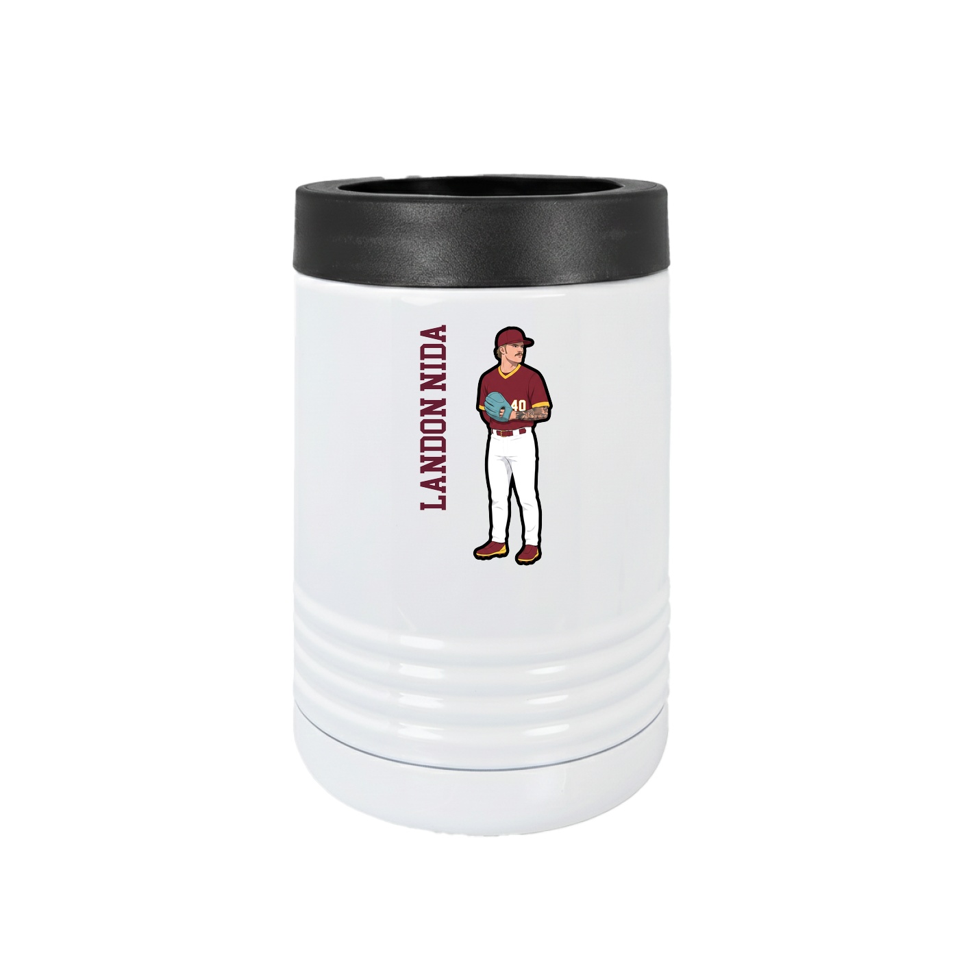 Beverage Holder — Name Vertical in White