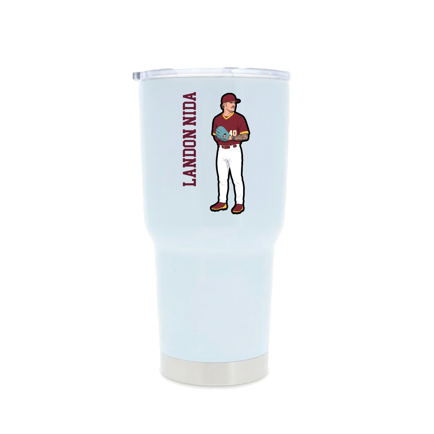 30oz Stainless Steel Tumbler — Name Vertical in White