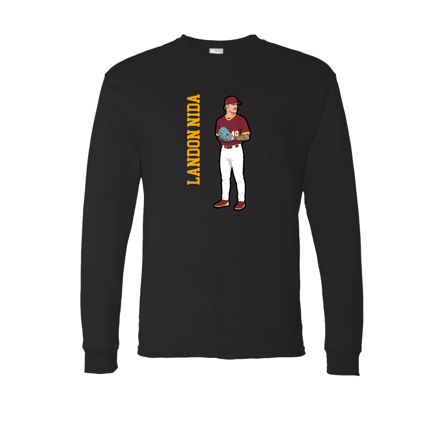 Long Sleeve Tee — Name Vertical in Black