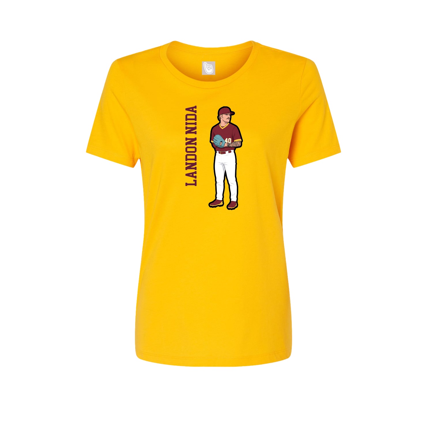 Womens Tee — Name Vertical in Gold